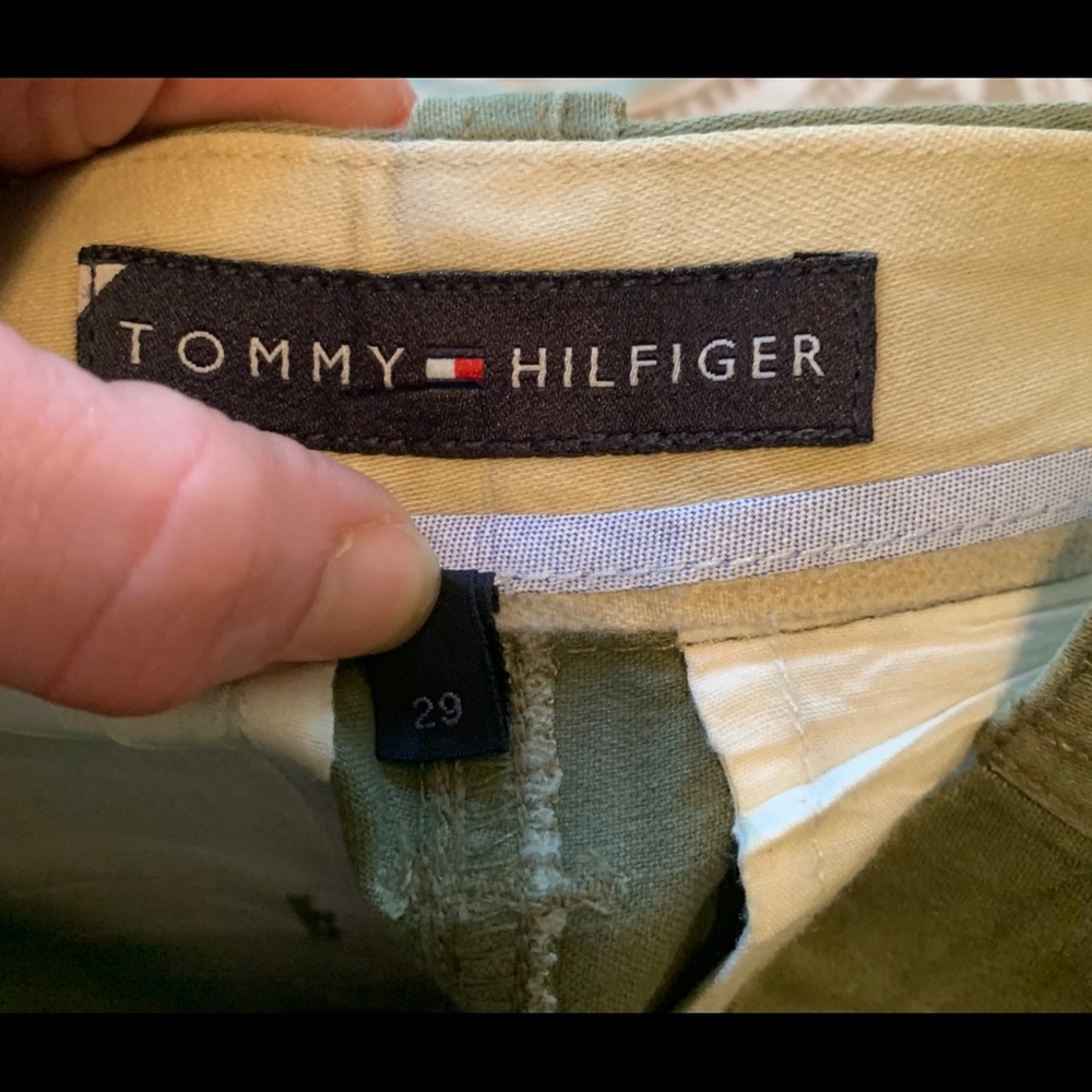 Tommy Hilfiger Olive Cargo Shorts waist is 30”
